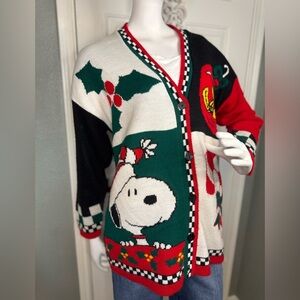 Vintage Snoopy and Friends Christmas Cardigan. Size Medium.